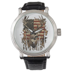 Deer, Buck Season USA Flag Watch