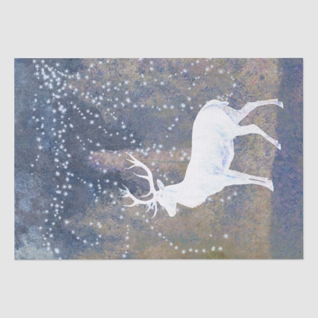 Deer Buck Snowflake Decoupage Tissue Paper (Front)
