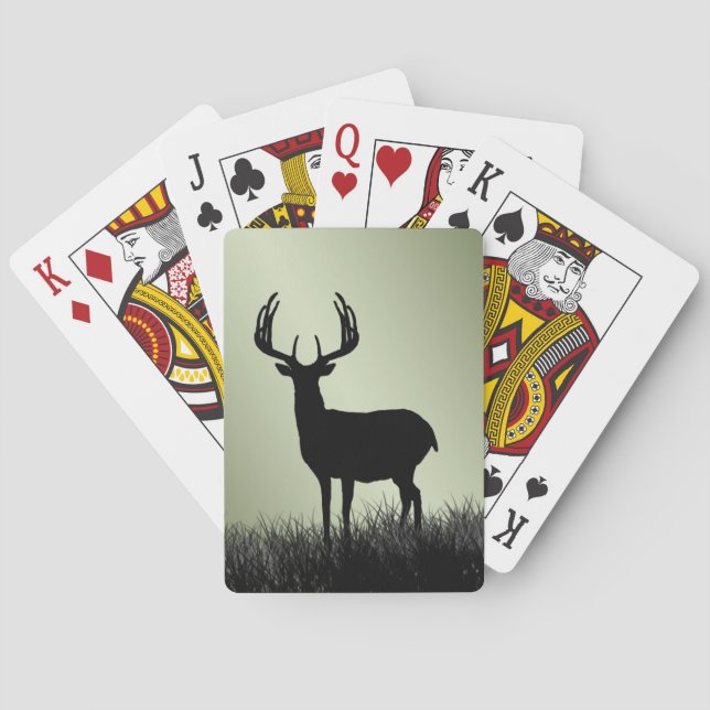 Deer Buck Stag Silhouette Playing Cards (Back)