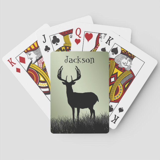 Deer Buck Stag Silhouette Playing Cards (Back)