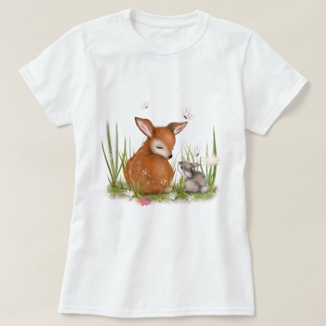 Deer Bunny Butterfly T-Shirt (Design Front)