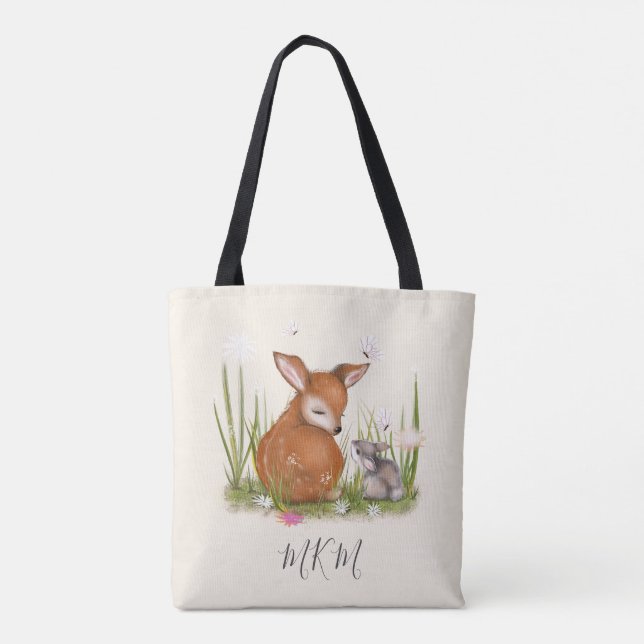 Deer Bunny Butterfly Tote Bag (Back)