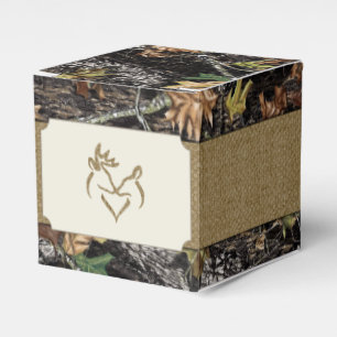 Deer Burlap Hunting Camo Wedding Favour Boxes