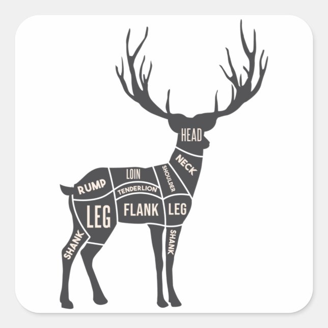 Deer Butcher Square Sticker (Front)