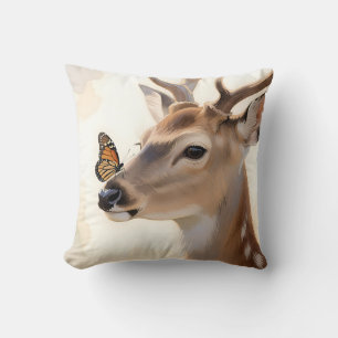 Deer Butterfly Watercolor Cushion