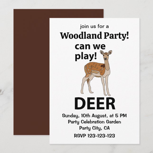 Deer Can We Play Cute Deer Invitation (Front/Back)