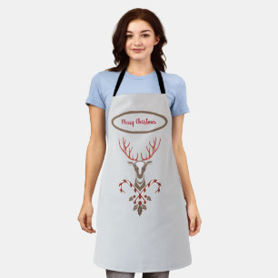 Deer & Candy Cane Christmas Apron