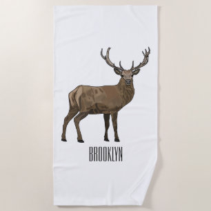Deer cartoon illustration beach towel