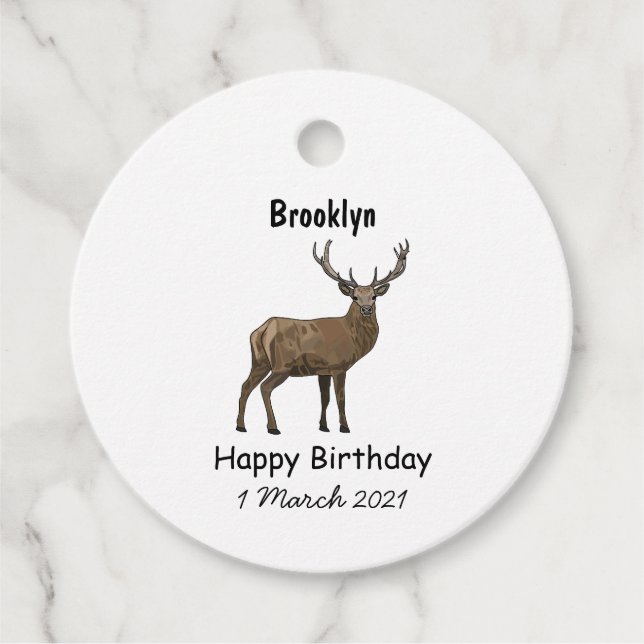Deer cartoon illustration favour tags (Front)