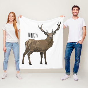 Deer cartoon illustration fleece blanket