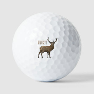 Deer cartoon illustration golf balls