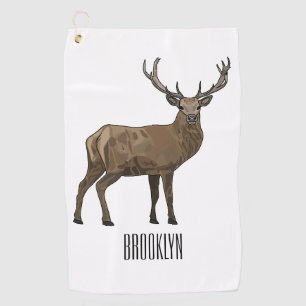 Deer cartoon illustration golf towel