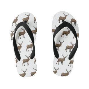 Deer cartoon illustration kid's flip flops