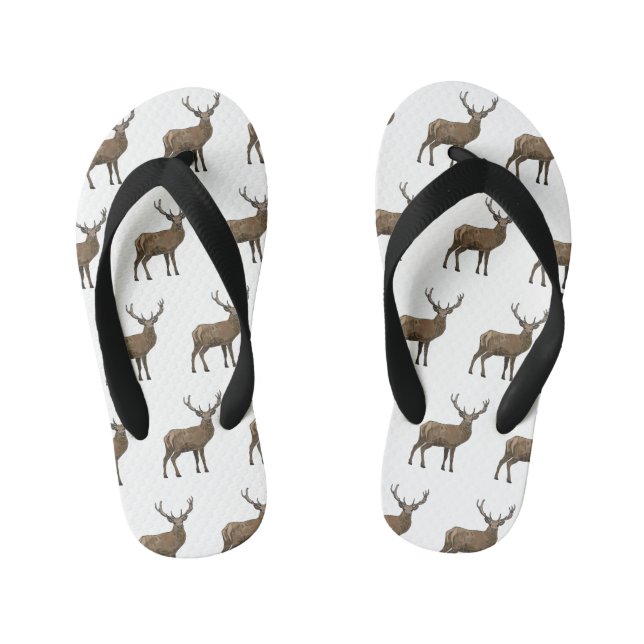Deer cartoon illustration kid's flip flops (Footbed)