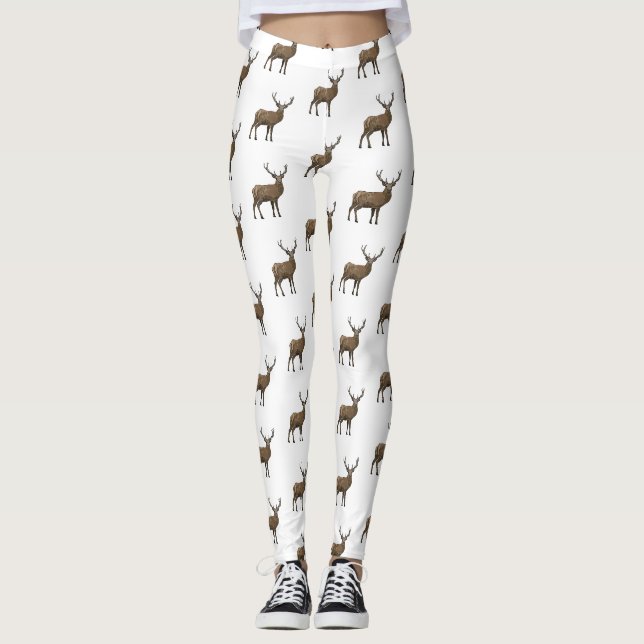 Deer cartoon illustration leggings (Front)