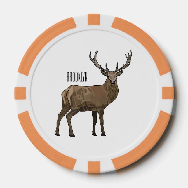 Deer cartoon illustration poker chips (Front)