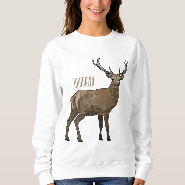Deer cartoon illustration sweatshirt (Front)
