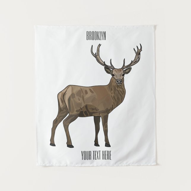 Deer cartoon illustration tapestry (Front)