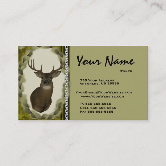 Deer  Chain Taxidermy Business Cards ~ Brown (Front)