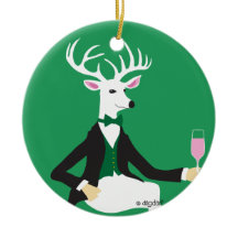 Deer Cheer Ceramic Ornament