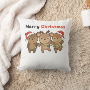 Deer Christmas Animals Cute Deer Merry Christmas Cushion