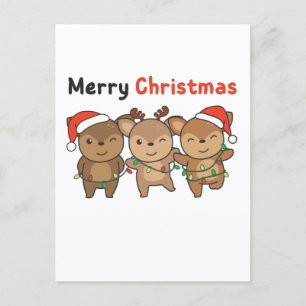 Deer Christmas Animals Cute Deer Merry Christmas Holiday Postcard