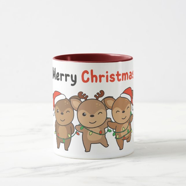 Deer Christmas Animals Cute Deer Merry Christmas Mug (Center)