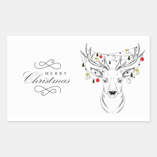 Deer Christmas candle  Rectangular Sticker (Front)