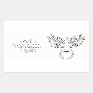 Deer Christmas candle  Rectangular Sticker