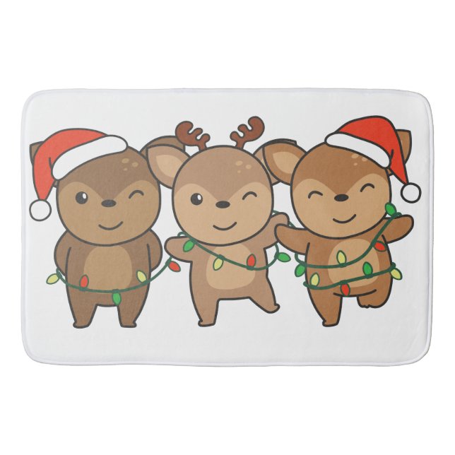 Deer Christmas Christmas Animals Cute Deer Bath Mat (Front)