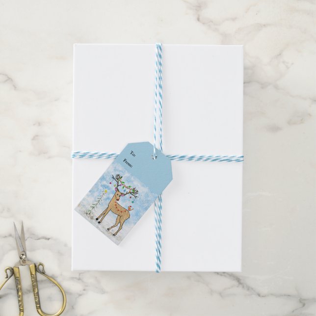 Deer Christmas Gift Tag (With Twine)