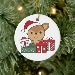Deer Christmas Gift Winter Animals Deer Ceramic Or Tree Decoration
