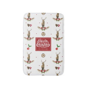 Deer Christmas Idyll Personalised Bath Mat