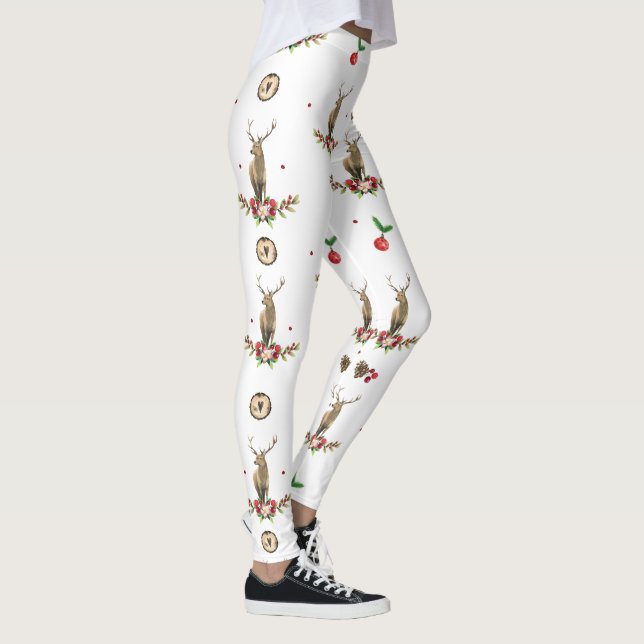 Deer Christmas Idyll Winter Pattern Leggings (Right)