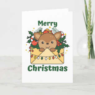 Deer Christmas Letter Winter Animals Deer Holiday Card