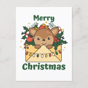 Deer Christmas Letter Winter Animals Deer Holiday Postcard