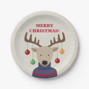 Deer Christmas Paper Plate