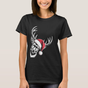 Deer Christmas Santa Hat Pajama Whitetail Buck Dee T-Shirt