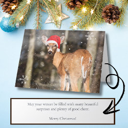 Deer Christmas Snowy Woodland Forest Holiday Card