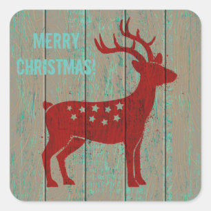 Deer Christmas Square Sticker