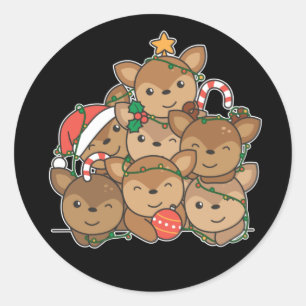 Deer Christmas Tree Funny Animal Christmas Classic Round Sticker