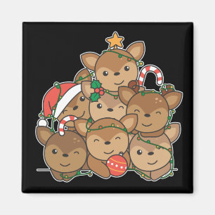 Deer Christmas Tree Funny Animal Christmas Magnet