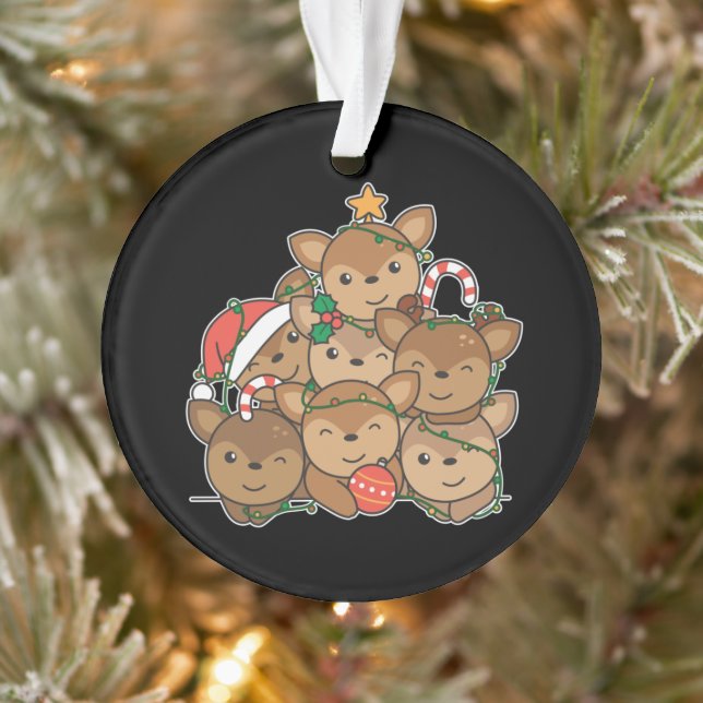 Deer Christmas Tree Funny Animal Christmas Ornamen Ornament (Tree)