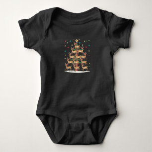 Deer Christmas Tree Funny Holiday Cute Reindeer Baby Bodysuit