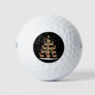 Deer Christmas Tree Funny Holiday Cute Reindeer  Golf Balls