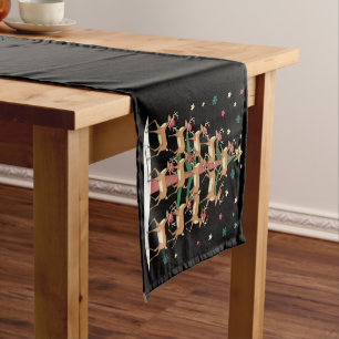 Deer Christmas Tree Funny Holiday Cute Reindeer Short Table Runner