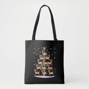 Deer Christmas Tree Funny Holiday Cute Reindeer Tote Bag