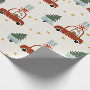 Deer Christmas Tree Illustration Wrapping Paper