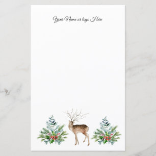 Deer & Christmas Trees Personalised Stationery