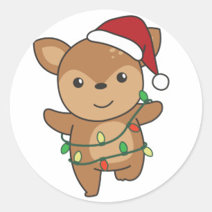 Deer Christmas Winter Animals Deer Classic Round S Sticker